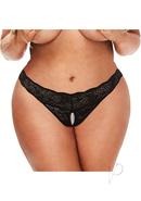 Sk Lace And Pearl Crotchless Thong Blk Q