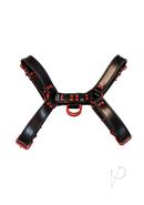 Leather O T Harness Blk/red Lg